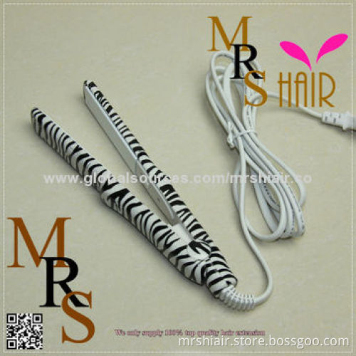 White Color Zebra-striped Mini Straightening Irons Portable Ceramic Hair Straighteners